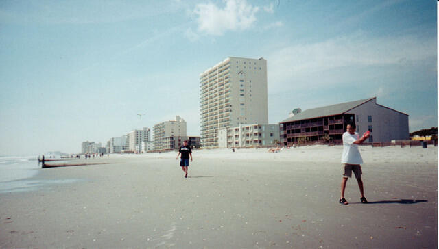 playing on the beach